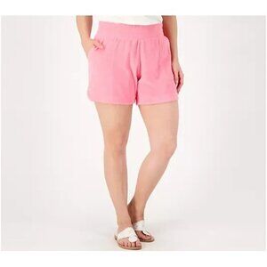 Belle Beach by Kim Gravel Poolside  Curved Hem Shorts Pink Lemonade 2X A601146